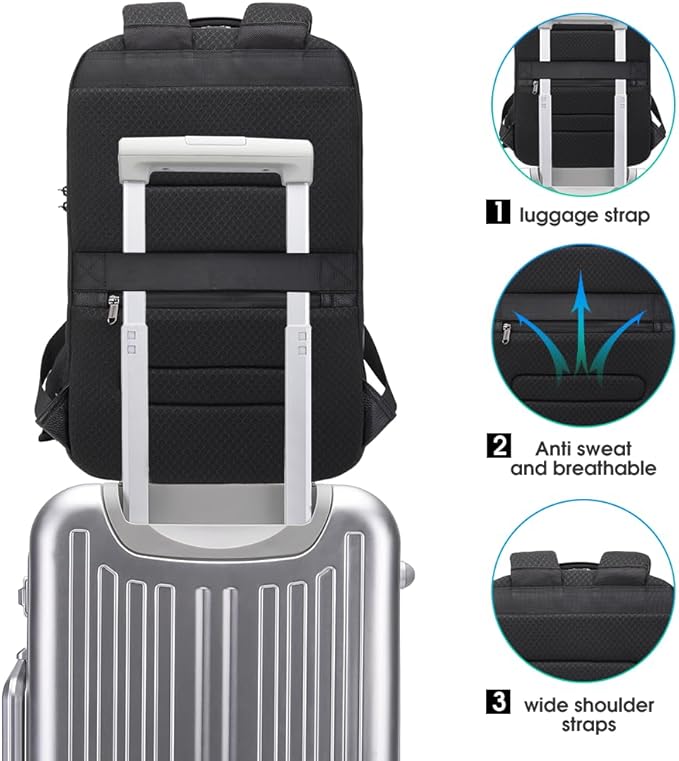 BANGE Genuine Leather Laptop Backpack Fits 15.6 Inch,Anti Theft Business Back Pack with TSA Lock, Office Work Backpack with USB3.0 Charging Port for Men and Women…