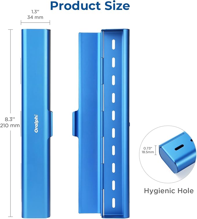Aluminum Toothbrush Travel Case, Portable Travel Toothbrush Holder, Durable Manual Toothbrush Box Container for Traveling, Bathroom, Camping, Business Trip-Blue