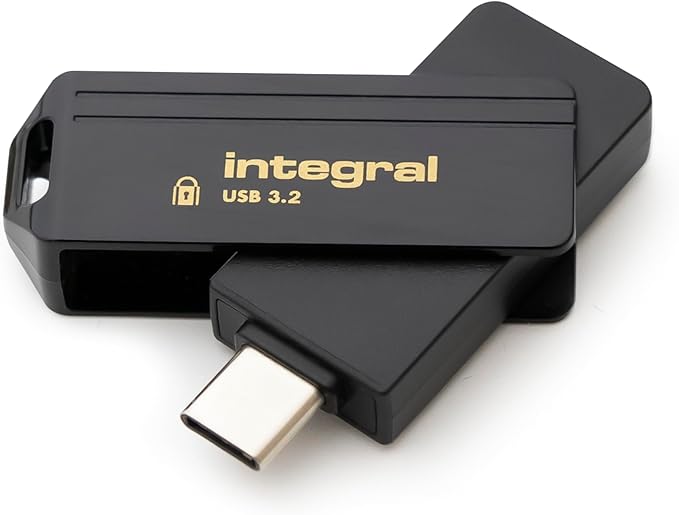 Integral Secure 360-C 256GB Software Encrypted USB Flash Drive - USB-C Connector - 256-bit AES encryption - Compatible with Mac, MacBook, PC, Laptop