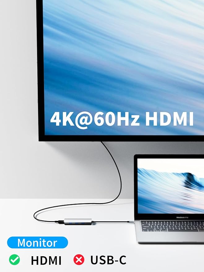 VANGREE USB C Hub 10Gbps, 3 USB C 3.2 Ports, 4K@60Hz HDMI,100W PD, 2 USB 3.0&SD/TF Card Reader, USB Multiport Adapterfor MacBook, iMac, iPad, iPhone 17, and More (Not Support USBC Video Output)