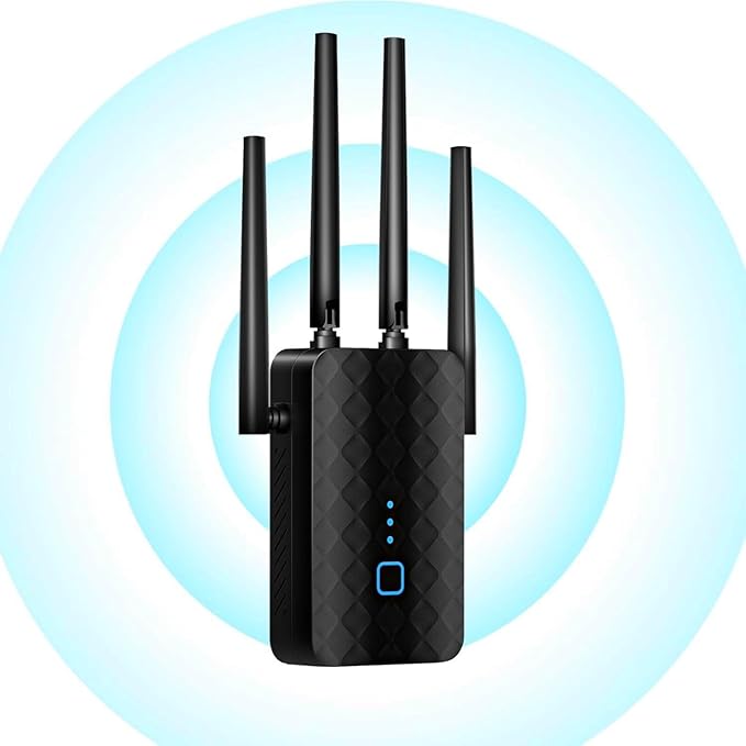 300Mbps WiFi Extender, 2.4GHz Wireless Signal Booster with 4 High-Gain Antennas, Internet Repeater for Home & Office, Up to 6000 Sq Ft Coverage, Easy Setup, Universal Router (300M)
