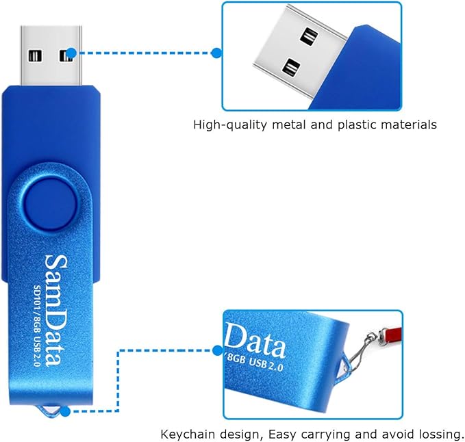 8GB USB Flash Drives 2 Pack 8GB Thumb Drives Memory Stick Jump Drive with LED Light for Storage and Backup (2 Colors: Black Blue)