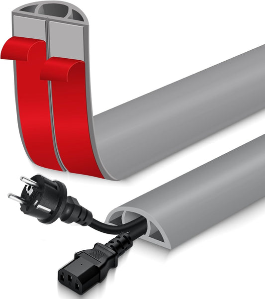 Floor Cord Cover for Wires on Floor Self Adhesive Cord Hider Floor Cable Management Wire Covers for Cords Protector Prevent Cable Trips Cord Cavity W 0.51" x H 0.31", Gray, 10Ft