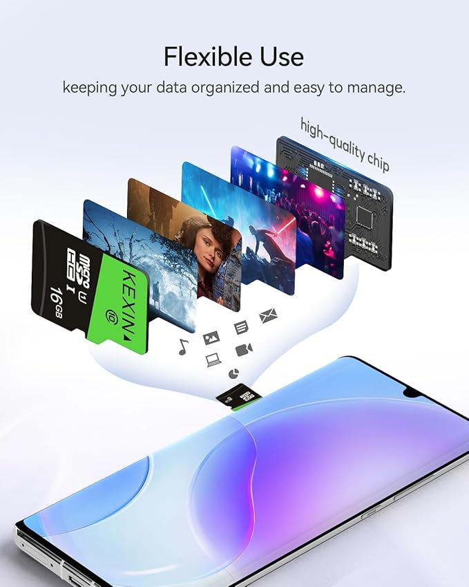 KEXIN 16GB Micro SD Card 10 Pack with SD Adapter microSDHC Memory Card UHS-I C10 U1 Micro SD Card Full HD High Speed TF Card for Smartphone Tablet Action Camera Dash Cam Drone Game Console