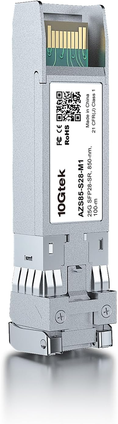10Gtek SFP28 25GBase-SR Transceiver, 25G SFP+ SR Duplex LC MMF Optical Module for Cisco SFP-25G-SR-S, 850nm, DDM, up to 100m, 2-Pack