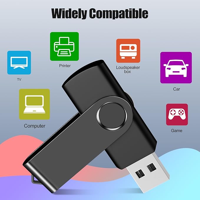 EASTBULL 2GB USB Thumb Drives 100 Pack with Lanyards - USB 2.0 Jump Drive for Storage and Backup (Black, 100PCS)