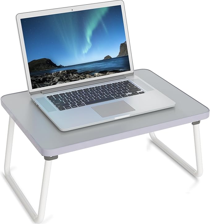 Lap Desks Laptop Tray for Bed or Couch,Portable Breakfast Serving Tray with Folding Legs,Foldable & Lightweight Mini Table, Laptop Stand for Working, Reading and Writing,Gray