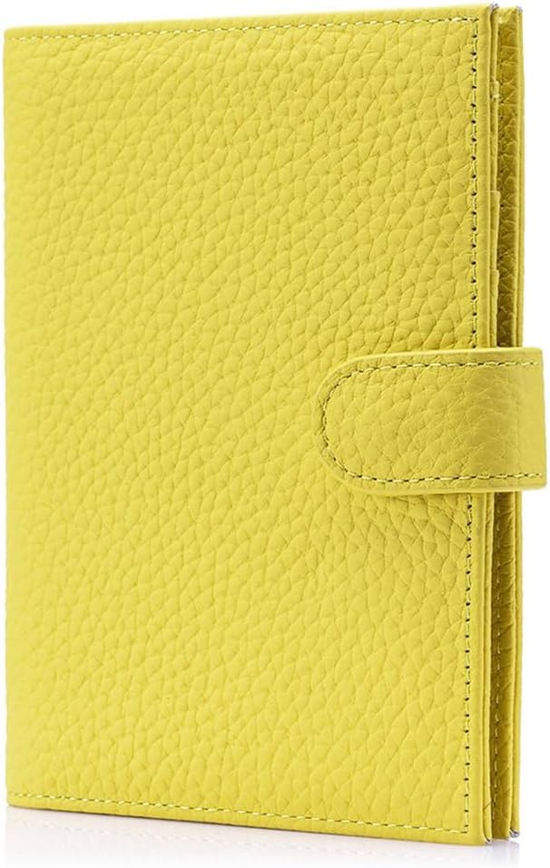 Passport Wallet for Women – RFID Blocking Passport Holder for Travel Women with Card Slots, Coin Pocket & SIM Slot – Slim Genuine Leather Travel Organizer – Lemon Yellow