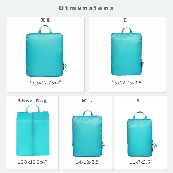 BAGAIL 6 Set Ultralight Compression Packing Cubes Packing Organizer for Travel Accessories Luggage Suitcase Backpack