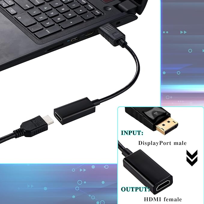 Chuangdi 20 Pack DisplayPort to HDMI Adapter Uni-Directional DP to HDMI Display Cable Male to Female for Standard DP Port Computer Laptops 4K Transfer Projector Monitor TV Screen Converter