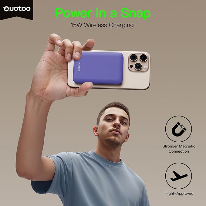 2025 Magnetic 15W Power Bank for iPhone,5000mAh Magsafe Battery Pack with 20w Fast Charging,Slim Magsafe Power Bank in&Out,with LED Display,Wireless Portable Charger for iPhone 16/15/14/13/12 Series