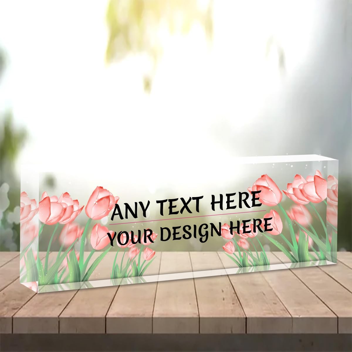 Custom Name Plate for Desk,Employee Appreciation Gifts,Office Decor,Acrylic Desk Name Plate Personalized,Office Desk Accessories,Funny Office Gifts for Coworkers Boss Teacher (Tulip Flower)