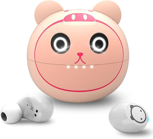 Pink Wireless Earbuds Girls Bluetooth 5.3 Built in Mic 36H Playtime IPX5 Waterproof Noise Reduction Kids Headpones LED Display USB-C Cordless Earbuds for Workout Sport