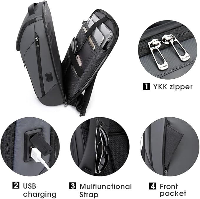 BANGE Business Smart Backpack Waterproof fit 15.6 Inch Laptop Backpack with USB Charging Port,Travel Durable Backpack
