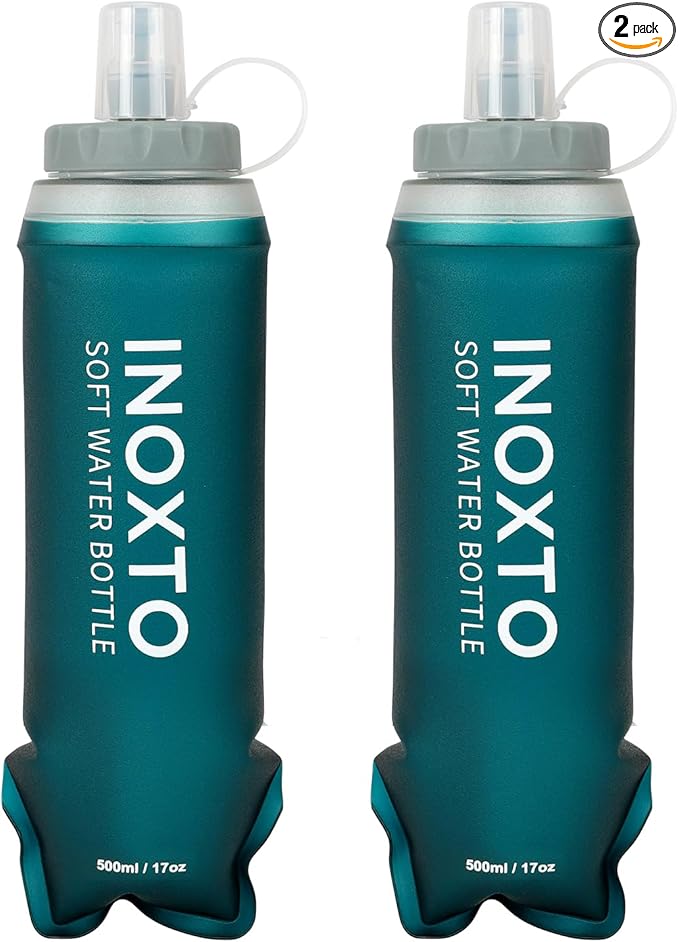 INOXTO Soft Flask,Collapsible Soft Water Bottles for Hydration Vests and Running Packs, Soft Flask Running Bottles for Hiking Cycling(250/500 ml) (2 PCS 500ML)
