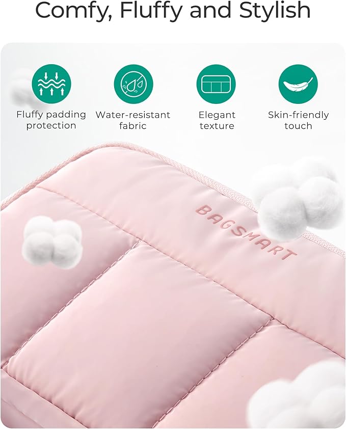 BAGSMART Electronics Organizer Travel Case, Cord Storage for Chargers Cables Phones, Compact Tech Accessories Pouch, Pink