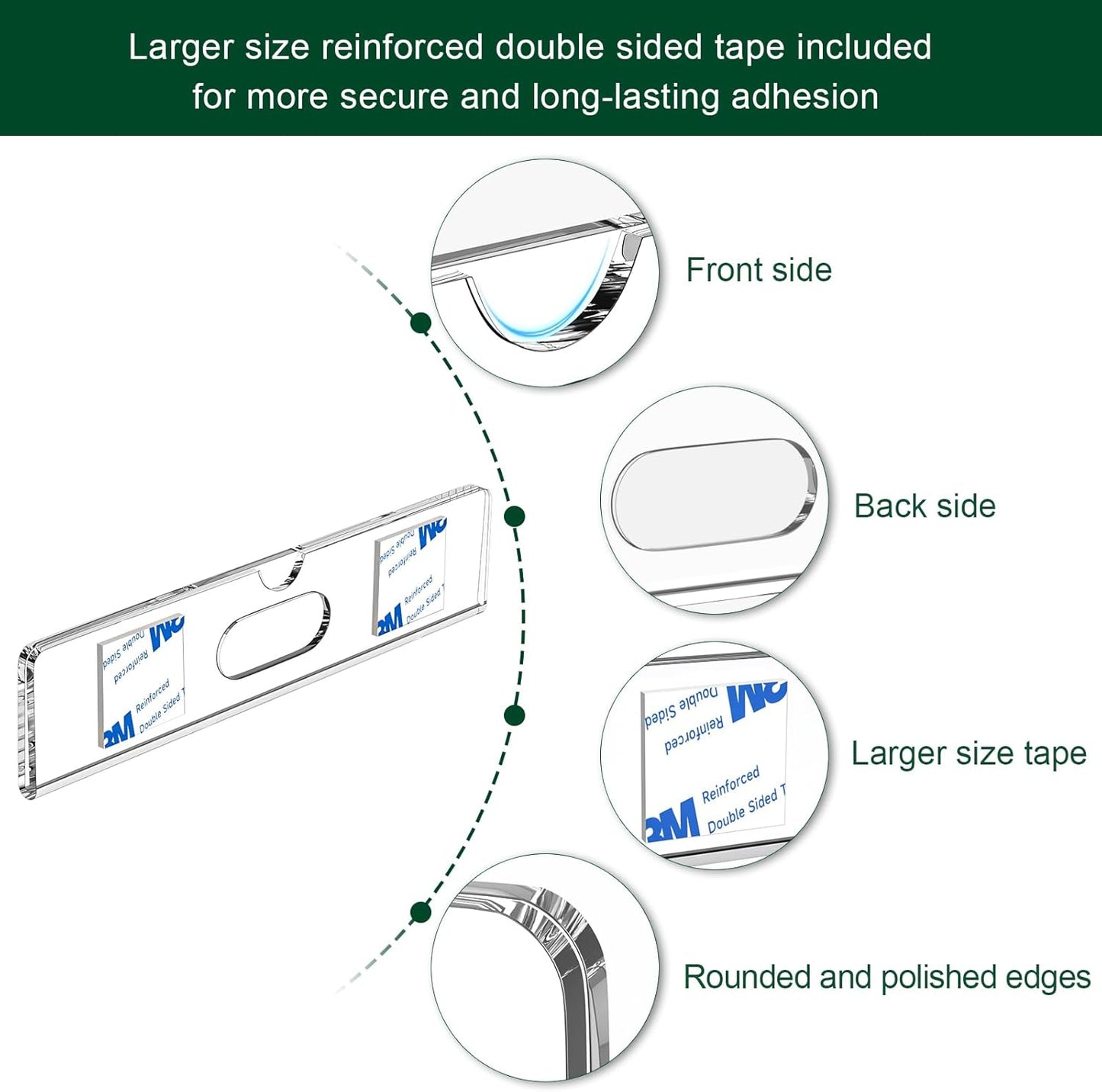 Nameplate for Doors with Adhesive Tapes - 20 Pack 2x8 Inch Clear Acrylic Office Door Name Plate Classroom Wall Name Plate Holder Horizontal Nameplate Holder Plastic Sign Frame