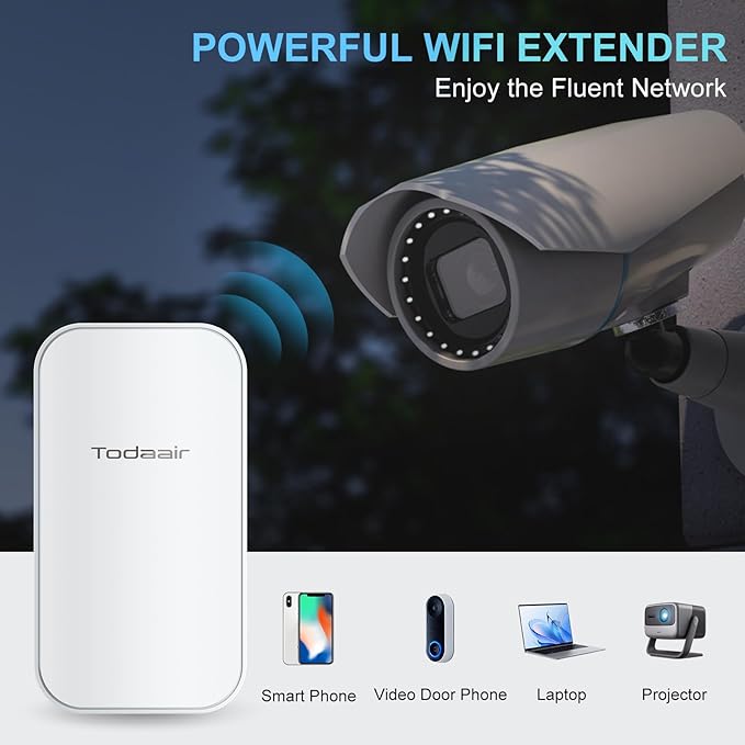 Outdoor WiFi Extender，WiFi Booster | Repeater & AP Mode｜IP65 Weatherproof | Up to 300Mbps WiFi Repeater | Easy Set Up WiFi Repeater Wireless Signal Booster with Ethernet Port