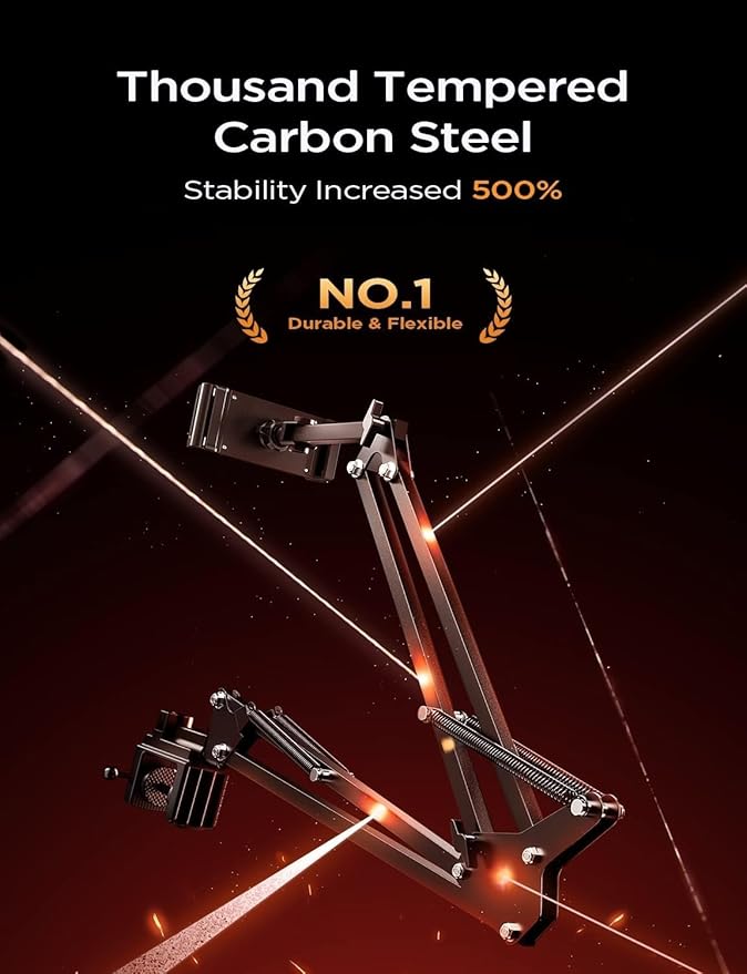 LISEN Tablet Stand Phone Holder iPad Holder for Desk Mount[Ultra Sturdy] 2 Clamps Kindle Holder for Bed Gooseneck Phone Tablet Holder Mount Phone Stand fits iPhone iPad Mini 7 Kindle 4-13" Device