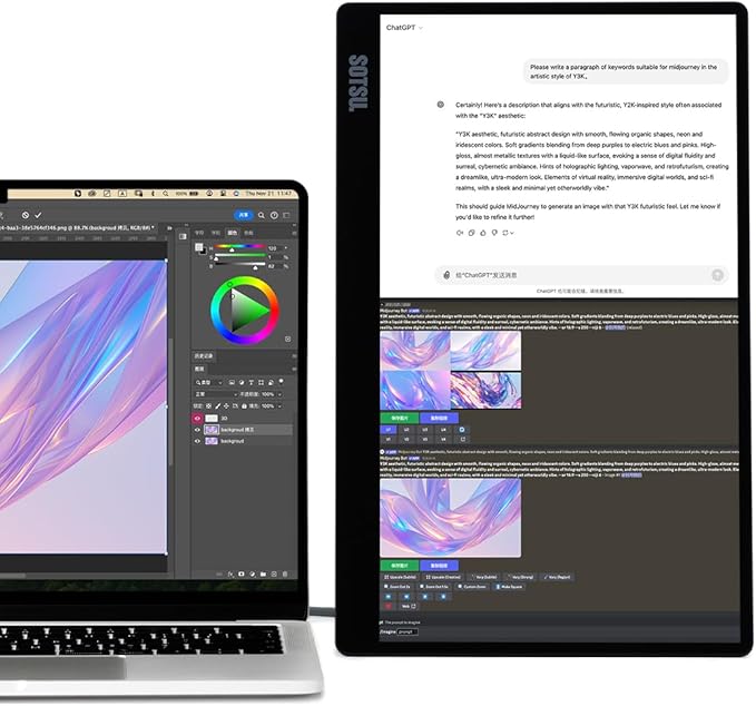 SOTSU FlipAction Go 14" Premium Portable Monitor SFA14PMMG | Robust but Lightweight | Tempered Glass Cover | 1080p | 400 Nits | 100% sRGB | 5W | Super Versatile | USB C or Mini HDMI