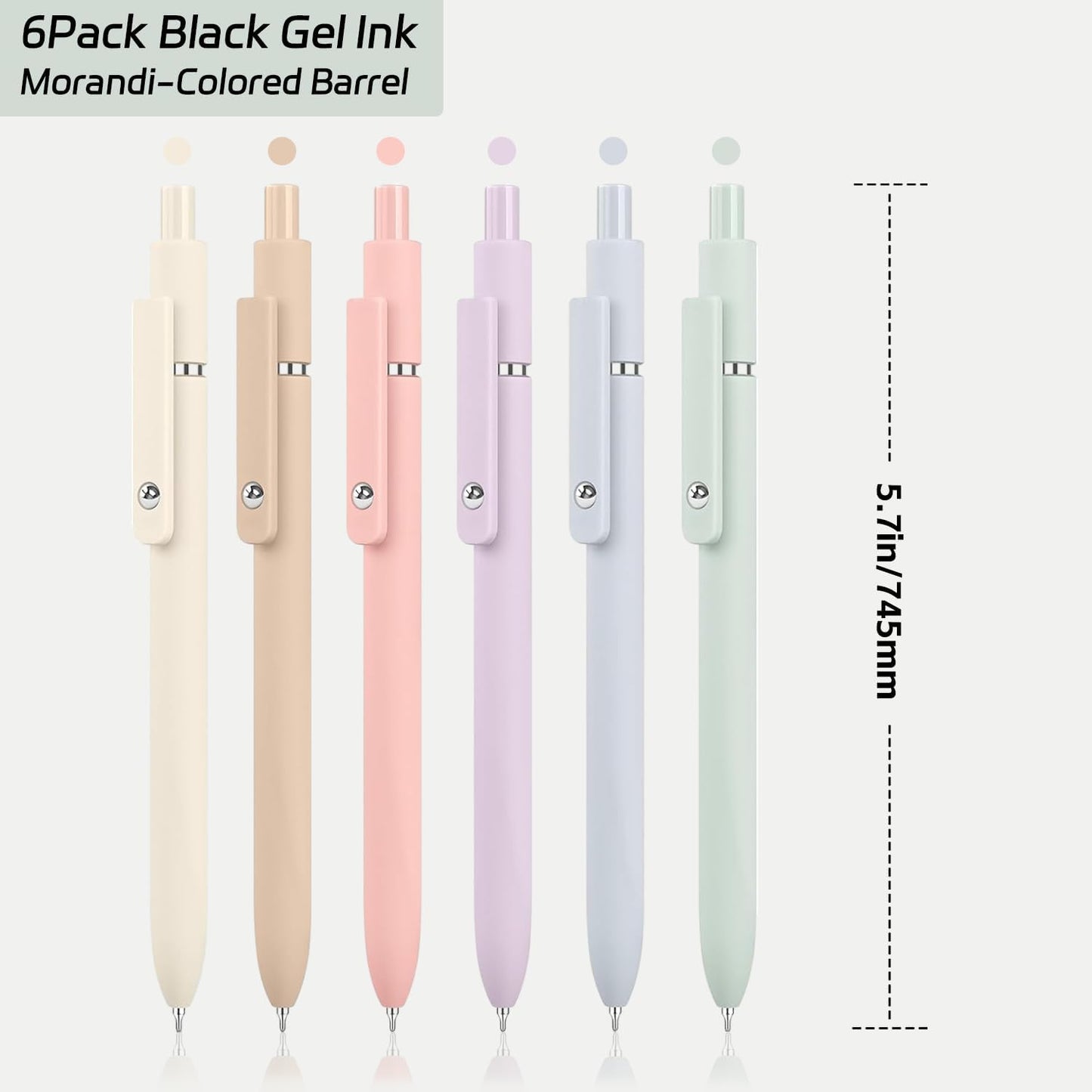 Gel Pens,6Pcs 0.5mm Fine Point Black Ink Pens With Smooth Writing,Quick Dry Pens For Journaling,Cute Nice Aesthetic Pen,Office School Supplies for Women Men Student(Macaron)