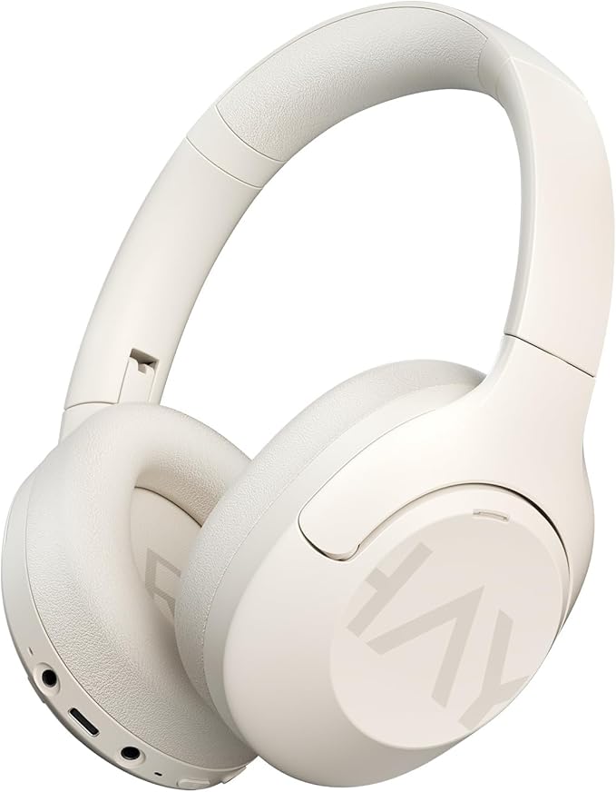 HAYLOU S30 Noise Cancelling Bluetooth Headphones, LDAC Hi-Res Audio, 5 HD Mics Call, 80H Playtime, Custom EQ via App, Bluetooth 5.4 Multipoint Connect, Wireless Headphones Over Ear, White
