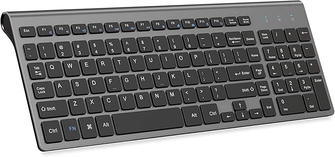 JOYACCESS Wireless Keyboard, 2.4G Slim and Compact Wireless Keyboard with Numeric Pad for Laptop, MacBook Air, Apple, Computer, PC(Black and Grey)