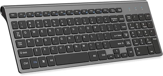 JOYACCESS Wireless Keyboard, 2.4G Slim and Compact Wireless Keyboard with Numeric Pad for Laptop, MacBook Air, Apple, Computer, PC(Black and Grey)