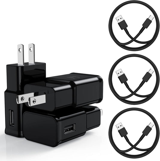 Type C Charger Fast Charging, 3 Pack USB C Android Phone Wall Charger Block & 6ft Charge Cable Cord, for Samsung Galaxy S8 / S9 / S10 Plus Active S10e, S20 / S21 Ultra Plus, Note 8 9 10, Pixel 3 etc