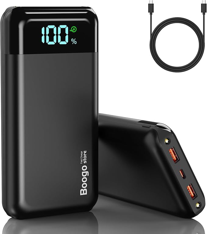 Portable Charger Power Bank 52800mAh Powerbank PD 30W and QC 4.0 Fast Charging Built-in Bright flashlight LED Display 2 USB 1Type-C Output External Battery Pack for iPhone, Samsung, iPad etc (black)