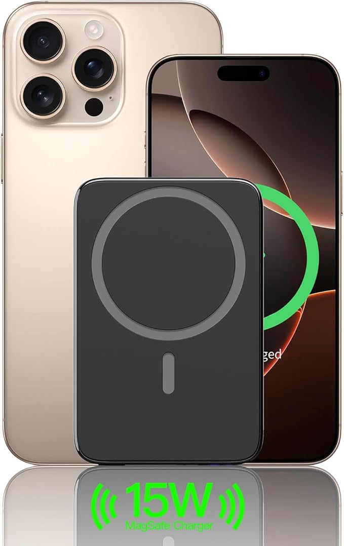 2025 Magnetic 15W Power Bank for iPhone,5000mAh Magsafe Battery Pack with 20w Fast Charging,Slim Magsafe Power Bank in&Out,with LED Display,Wireless Portable Charger for iPhone 16/15/14/13/12 Series