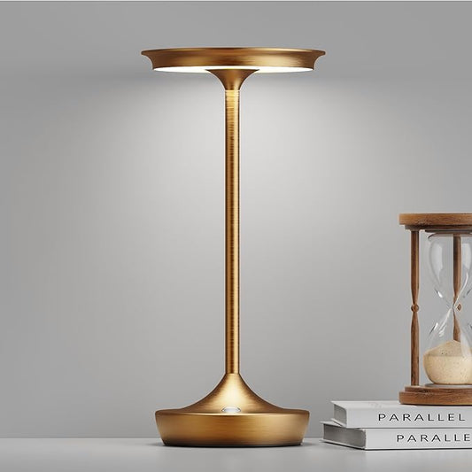 LED Rechargeable Cordless Table Lamps, Portable Outdoor Battery Operated Table Light 3 Color Stepless Dimming Table Lamp with Memory Function for Patio Restaurant Dining Room Bronze