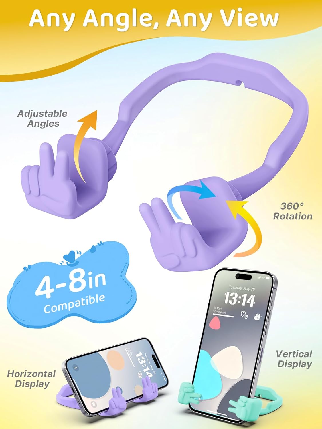 Cell Phone Stand Stocking Stuffers for Teens Girls Boys Kids Gifts: Upgrade Adjustable Peace Sign Thumbs Lazy Cell Phone Holder for Desk Cool Gadgets Birthday Gifts for Women Men Teenage Adults Wife