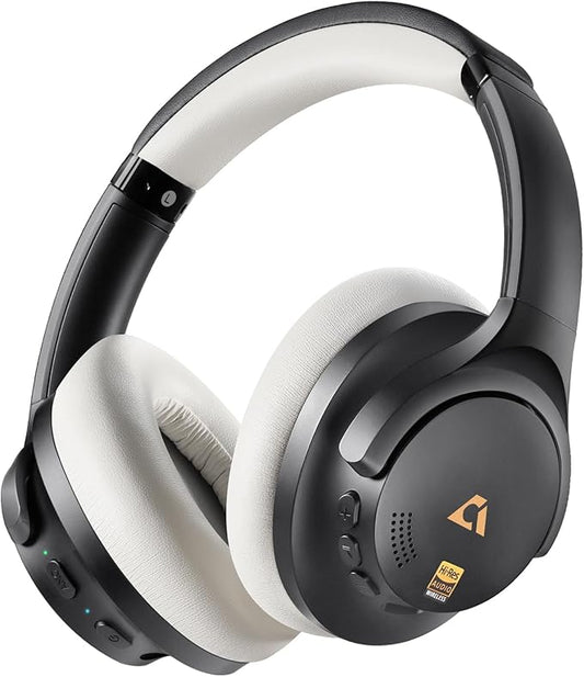 1Mii Y8+ Noise Cancelling Headphones Bluetooth, Wireless LDAC Hi-Res Audio, Custom EQ via App, 75H Playtime, Comfort Fit, Over Ear Headphones Foldable for Airplane Travel Home Office Black Grey