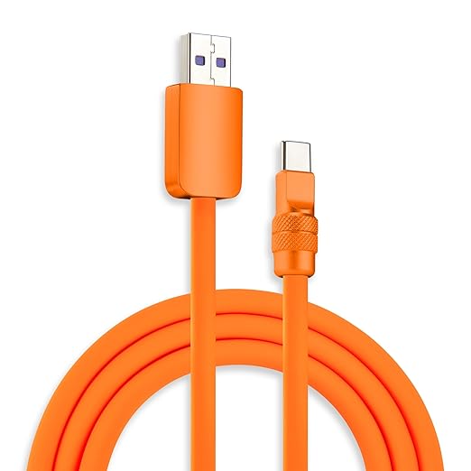 chubbycable Chubby 2.0 Fast Charging Cable Durable Soft Silicone USB C Cable 120W Extra Thick Charger Cord Compatible with iPhone 17-15 Series iPad, Orange+Orange, USB-A to Type-C, 8.2FT