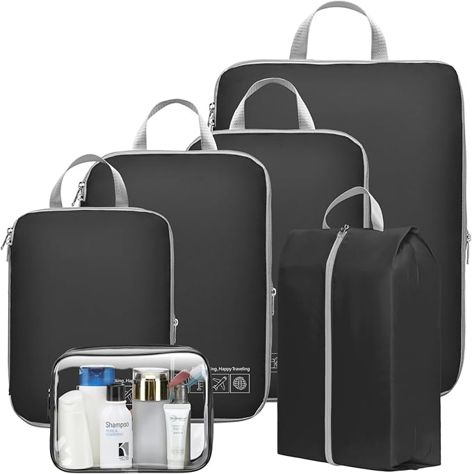 Cambond Compression Packing Cubes for Travel Women - Travel Bags Luggage Organizers Travel Essentials Compression Cubes for Travel Carry on Suitcases Organizer