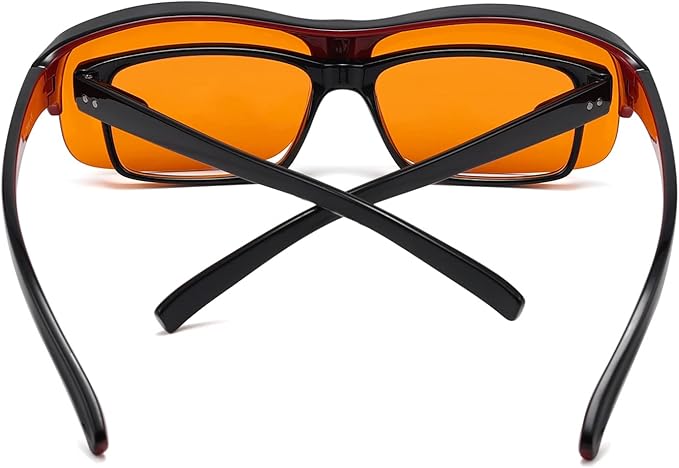 Eyekepper 100% Anti-Blue Light Blocking Fitover Glasses Wear Over Computer Glasses With Amber Lens
