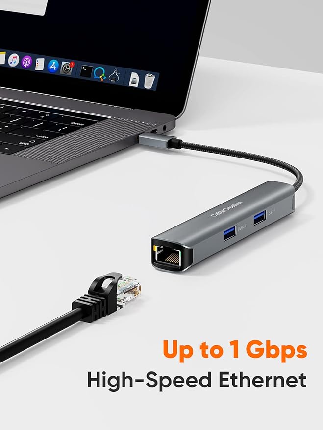 USB C Hub Multiport Adapter, CableCreation 5-in-1 USB C Adapter Aluminum Shell with 4K HDMI, 1Gbps Ethernet, 3 USB 3.0 Ports for MacBook Pro/Air 2020/2019, iPad Pro 2020, Surface Go, XPS