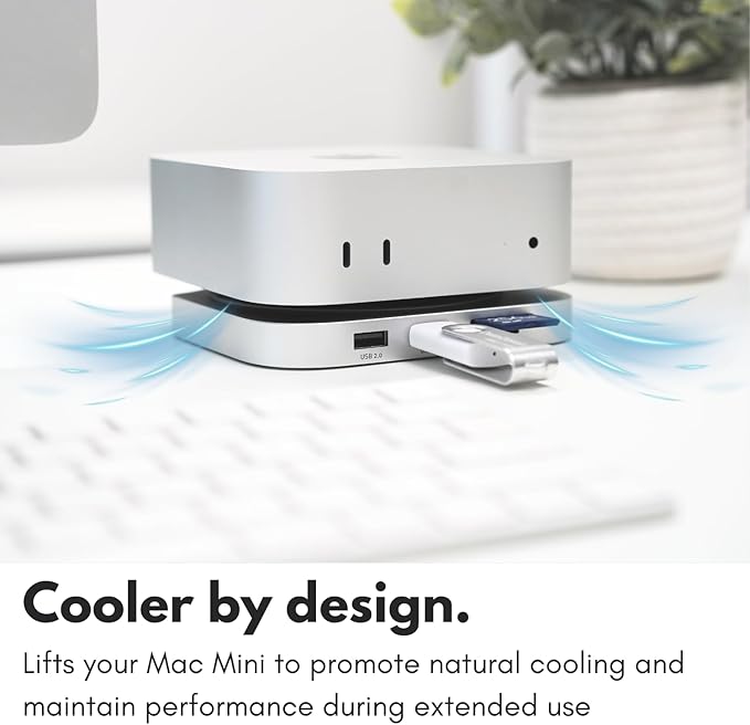 Macally Mac mini M4 Dock and Stand, Mac mini M4 Hub with NVMe/SATA SSD Enclosure, 4K HDMI 60hz, 3 USB A 10Gbps, USB C Data Port, SD Card Reader, 3.5mm Audio Jack
