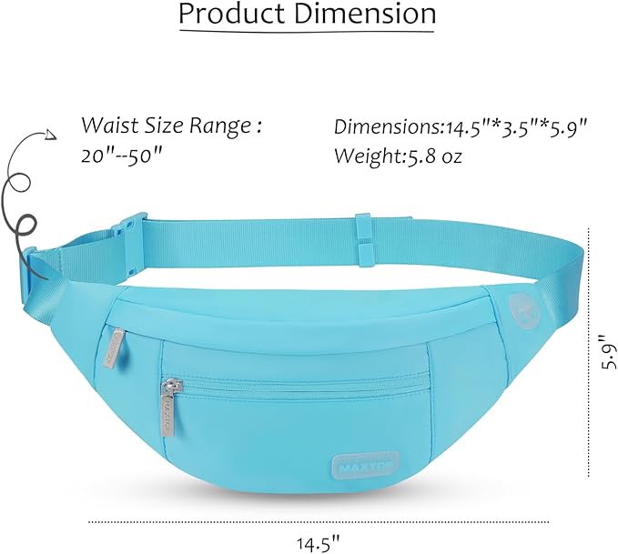 MAXTOP Large Crossbody Fanny Pack with 4-Zipper Pockets,Gifts for Enjoy Sports Festival Workout Traveling Running Casual Hands-Free Wallets Waist Pack Phone Bag Carrying All Phones