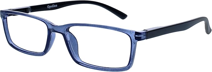 OPULIZE SEE Reading Glasses with Blue Light Blocking for Women and Men, Narrow Frame, Spring Hinges, Computer Gaming Glasses, Black,Blue +1 (Pack of 2)