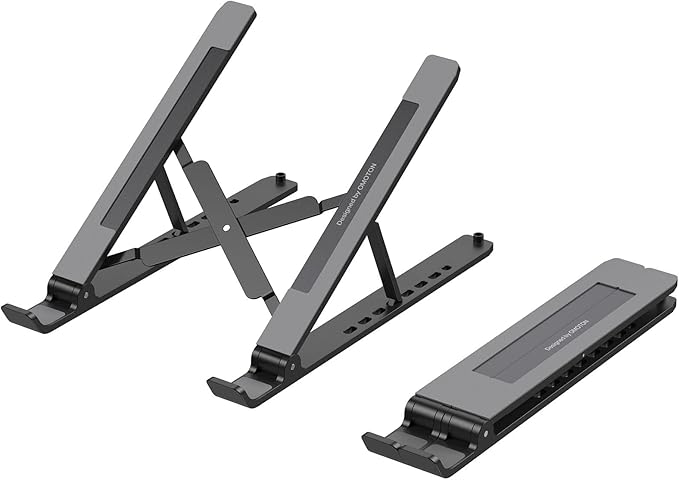 Portable Laptop Stand, OMOTON Laptop Stand for Desk Ergonomic 7-Levels Angles Adjustable Computer Stand, ABS Laptop Riser Holder Compatible with All Laptops and iPad(10-15.6")