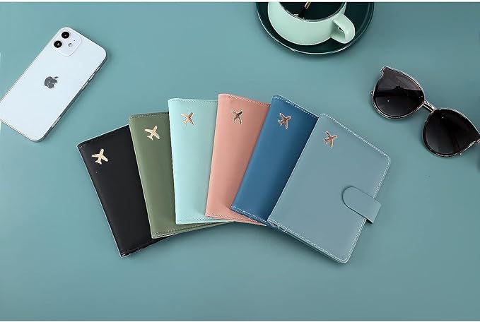 Melsbrinna Premium Leather Passport Holder Covers Case, Waterproof Rfid Blocking Travel Wallet Passport Holder with Pen Holder, Cute Passport Book for Women/Men