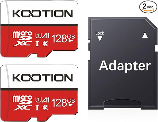KOOTION 128GB Micro SD Card 2 Pack, UHS-I microSDXC Flash Memory Card, C10, U1, Full HD, Class 10 TF Card with Adapter