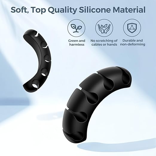 UNBREAKcable Cable Holder Clips, 5 Pack Cord Organizer for Desk, Silicone Adjustable Cord Clip, Adhesive Wire Management for Charging Cable USB Mouse Wire PC Car Office Home Nightstand Wall