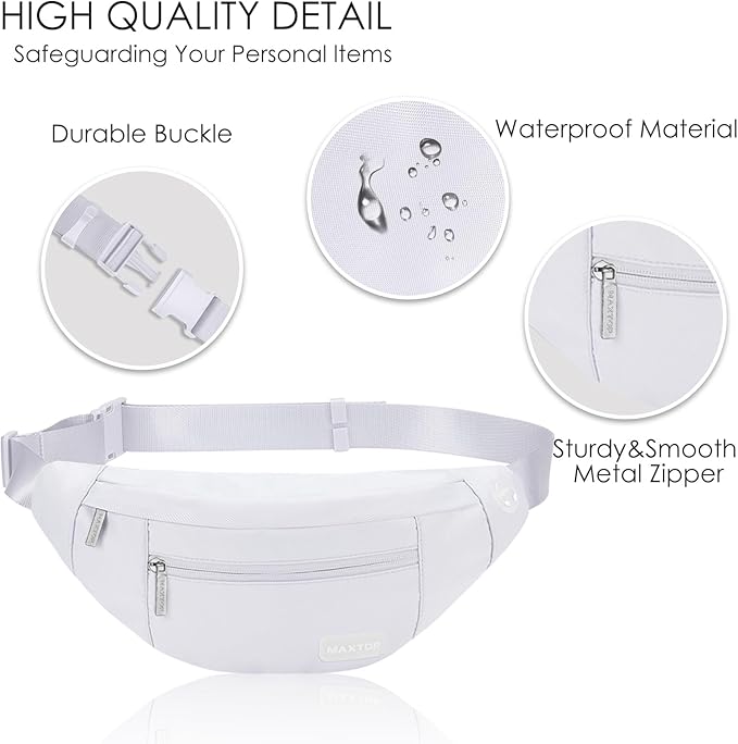 MAXTOP Large Crossbody Fanny Pack with 4-Zipper Pockets,Gifts for Enjoy Sports Festival Workout Traveling Running Casual Hands-Free Wallets Waist Pack Phone Bag Carrying All Phones