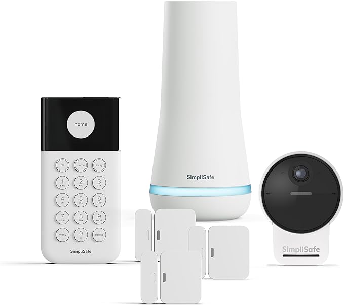SimpliSafe 6 Piece Wireless Home Security System with Outdoor Camera - Optional 24/7 Professional Monitoring - No Contract - Compatible with Alexa and Google Assistant
