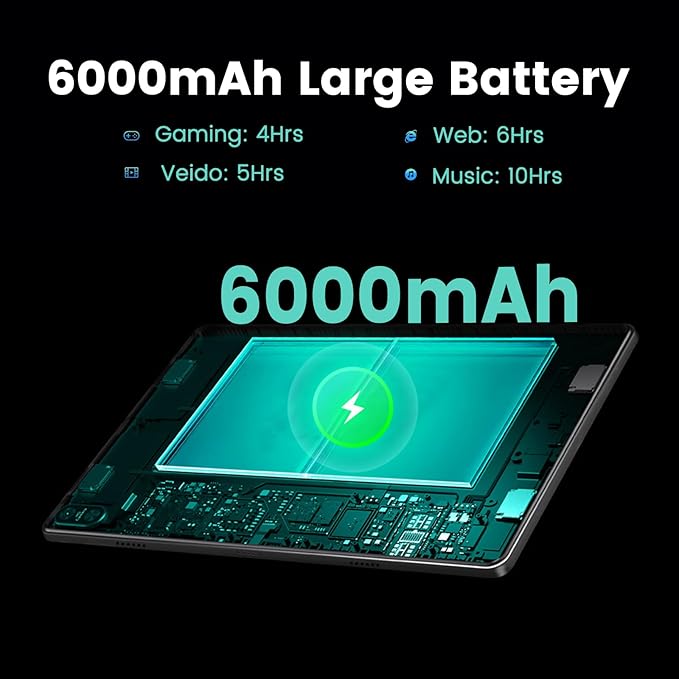 Azeyou Tablet 10.1 inch, Android 14 Tablet, 8GB 128G Computer Tablets, Octa Core Processor 6000mAh Battery, 1280x800 IPS Touch Screen, 5+8MP Dual Camera, Bluetooth,GMS, WiFi (Gray)