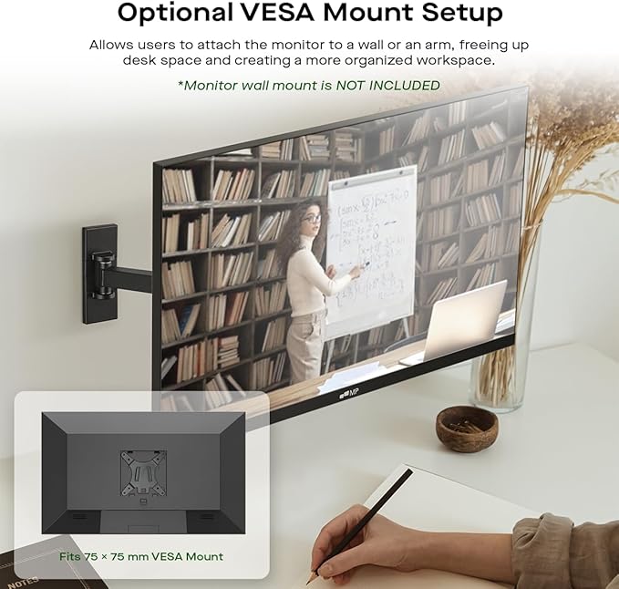 New Mobile Pixels 23.8'' Computer Monitor, 75Hz FHD1080P IPS Monitors with VESA Mounting, Rotatable, Height/Tilt Adjustment for Ergonomic Viewing, Frameless, Anti-Glare, Gaming Monitor with FreeSync