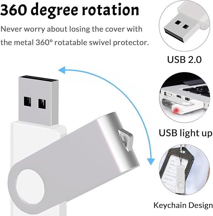 Bulk Flash Drives 8GB USB 20 Pack FEWINA USB2.0 USB Drives Pack Thumb Drive Bulk Swivel Memory Stick PenDrive for Storage and Backup Multiple Color 20PCS 8GB